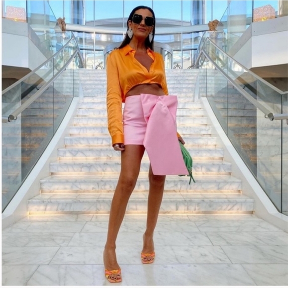 Zara * maxi bow mini skirt  pink size M - Picture 12 of 17